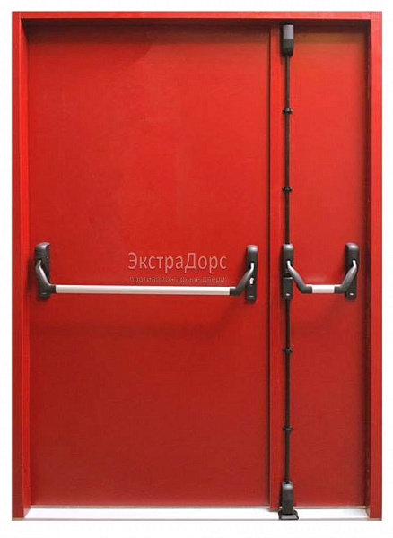 Противопожарная дверь EI 60 дымогазонепроницаемая красная с антипаникой в Лобне  купить