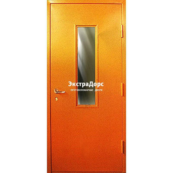 Противопожарная дверь анти-дым оранжевая со стеклом в Лобне  купить