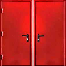 Огнеупорная дверь в квартиру красная с порошковым напылением