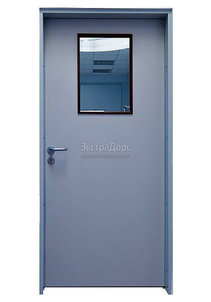 Дверь противопожарная металлическая однопольная EI 30 газодымонепроницаемая со стеклом в Лобне  купить